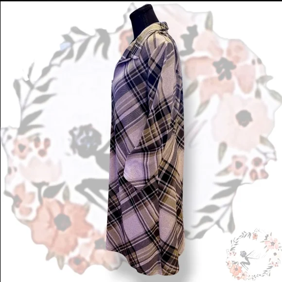 R&K Gray and Black Plaid Long Sleeve Dress. Size L - Picture 3 of 6